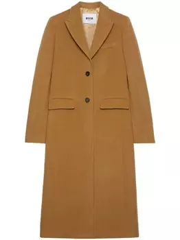 MSGM пальто с зазубренными лацканами и застежкой на пуговицы, коричневый