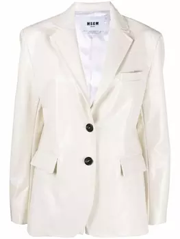 MSGM пиджак из искусственной кожи с жатым эффектом, белый