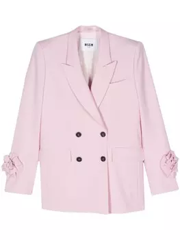 MSGM пиджак с цветочной аппликацией, розовый