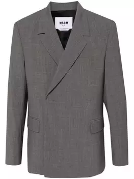 MSGM пиджак с нашивкой-логотипом, серый