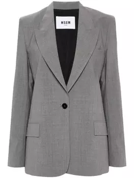 MSGM пиджак с нашивкой-логотипом, серый