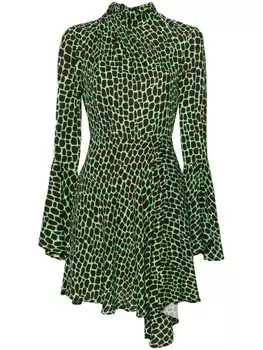 MSGM платье асимметричного кроя с принтом, зеленый