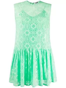 MSGM платье без рукавов с узором, зеленый