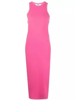 MSGM платье без рукавов в рубчик, розовый