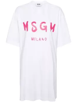 MSGM платье-футболка с логотипом, белый