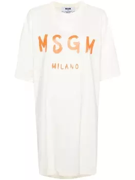 MSGM платье-футболка с логотипом, нейтральный цвет