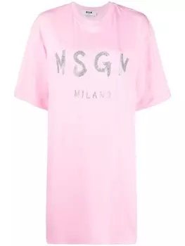 MSGM платье-футболка с логотипом, розовый