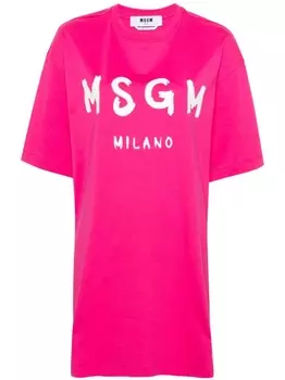 MSGM платье-футболка с логотипом, розовый