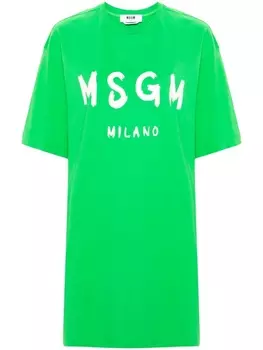 MSGM платье-футболка с логотипом, зеленый