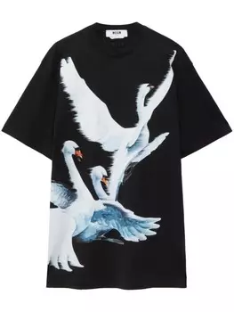 MSGM платье-футболка с принтом, черный