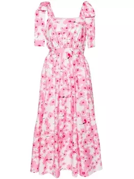 MSGM платье макси с цветочным принтом, белый