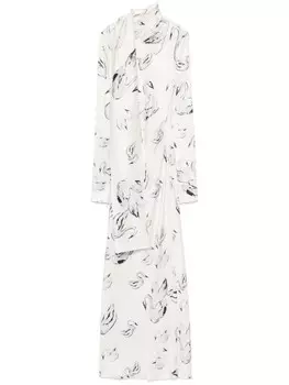 MSGM платье макси с принтом, белый