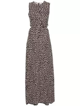 MSGM платье макси с принтом, коричневый