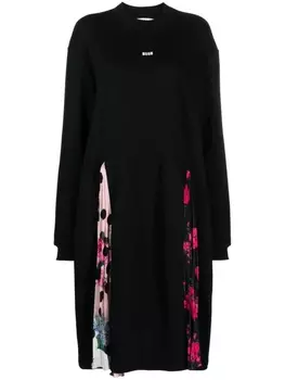 MSGM платье миди с цветочным принтом, черный
