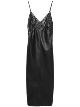 MSGM платье миди с пайетками, черный