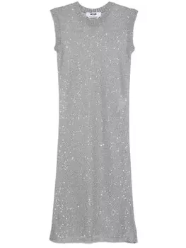 MSGM платье миди с пайетками, серый