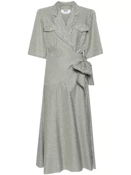 MSGM платье миди в полоску, зеленый