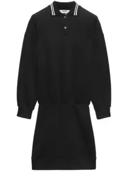 MSGM платье мини из джерси с воротником поло, черный
