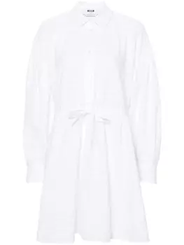 MSGM платье мини из сирсакера, белый