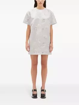 MSGM платье мини с цветочным принтом, серый