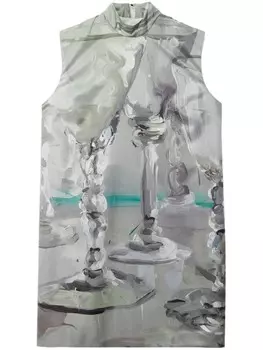 MSGM платье мини с графичным принтом, серый