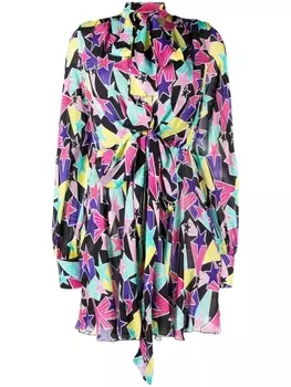 MSGM платье мини с принтом и поясом, черный