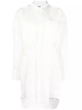 MSGM платье-рубашка с английской вышивкой, белый