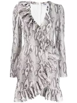 MSGM платье со змеиным принтом, нейтральный цвет