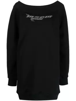 MSGM платье-толстовка со стразами, черный