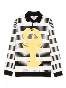 MSGM полосатая рубашка поло из джерси, черный