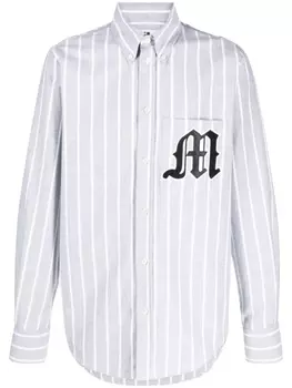 MSGM полосатая рубашка с логотипом, серый