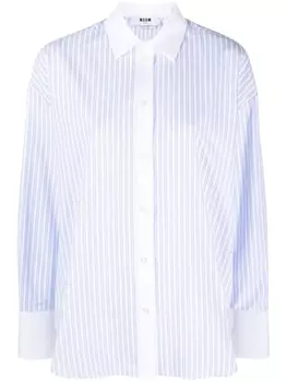 MSGM полосатая рубашка с надписью, синий