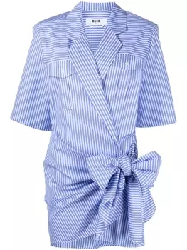 MSGM поплиновое платье в полоску, синий