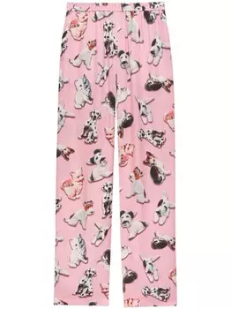 MSGM прямые атласные брюки, розовый