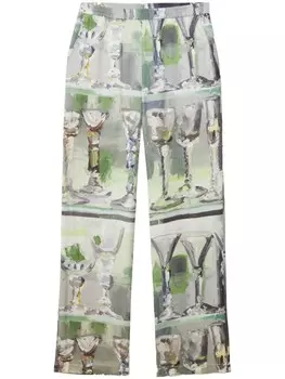 MSGM прямые брюки с графичным принтом, зеленый