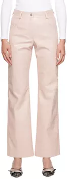 MSGM Розовые прямые брюки из искусственной кожи