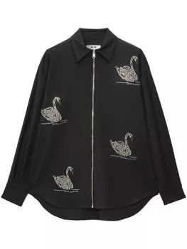 MSGM рубашка на молнии с заклепками, черный