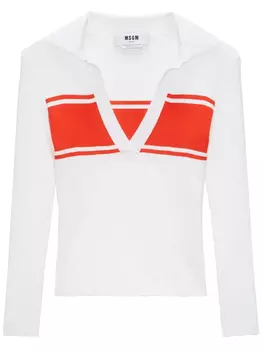 MSGM рубашка поло с отделкой в полоску, белый