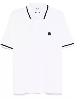MSGM рубашка поло с вышитым логотипом, белый