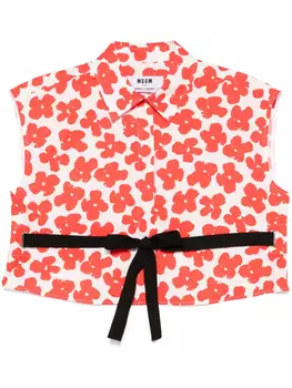 MSGM рубашка с цветочным принтом, белый