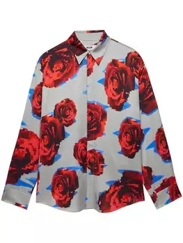 MSGM рубашка с цветочным принтом, серый