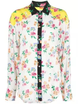 MSGM рубашка с длинными рукавами и цветочным принтом, белый