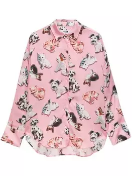 MSGM рубашка с длинными рукавами и графичным принтом, розовый