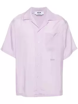 MSGM рубашка с короткими рукавами и вышитым логотипом, фиолетовый