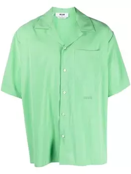 MSGM рубашка с короткими рукавами и вышитым логотипом, зеленый