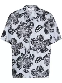 MSGM рубашка с принтом Hibiscus, синий