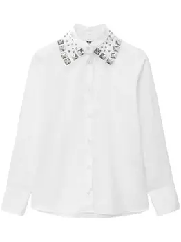 MSGM рубашка с заклепками на воротнике, белый