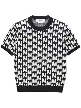 MSGM рубашка с жаккардовым логотипом, черный