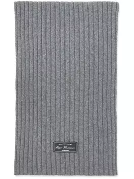 MSGM шарф в рубчик с нашивкой-логотипом, серый