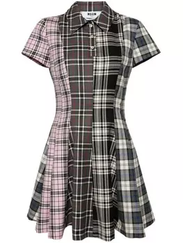 MSGM шерстяное платье в клетку, черный